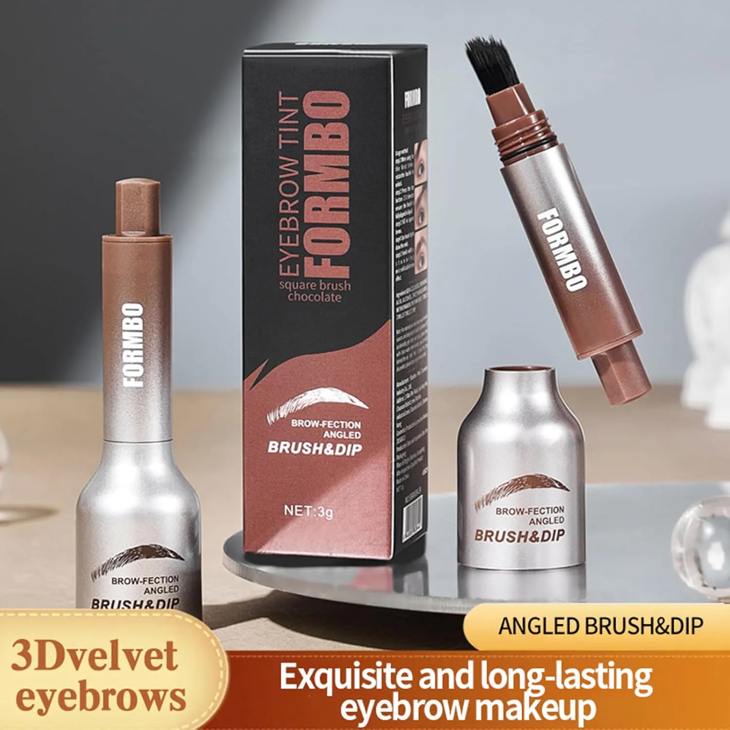 Brow Gel With Large Brush Head - Multi-Color Eyebrow Dye Gel, Natural Three-Dimensional Plump Fur Flu Long-Lasting, Waterproof, Sweat Proof, Wild,Naturally Foggy Eyebrows Gel (AUBURN, 5g)