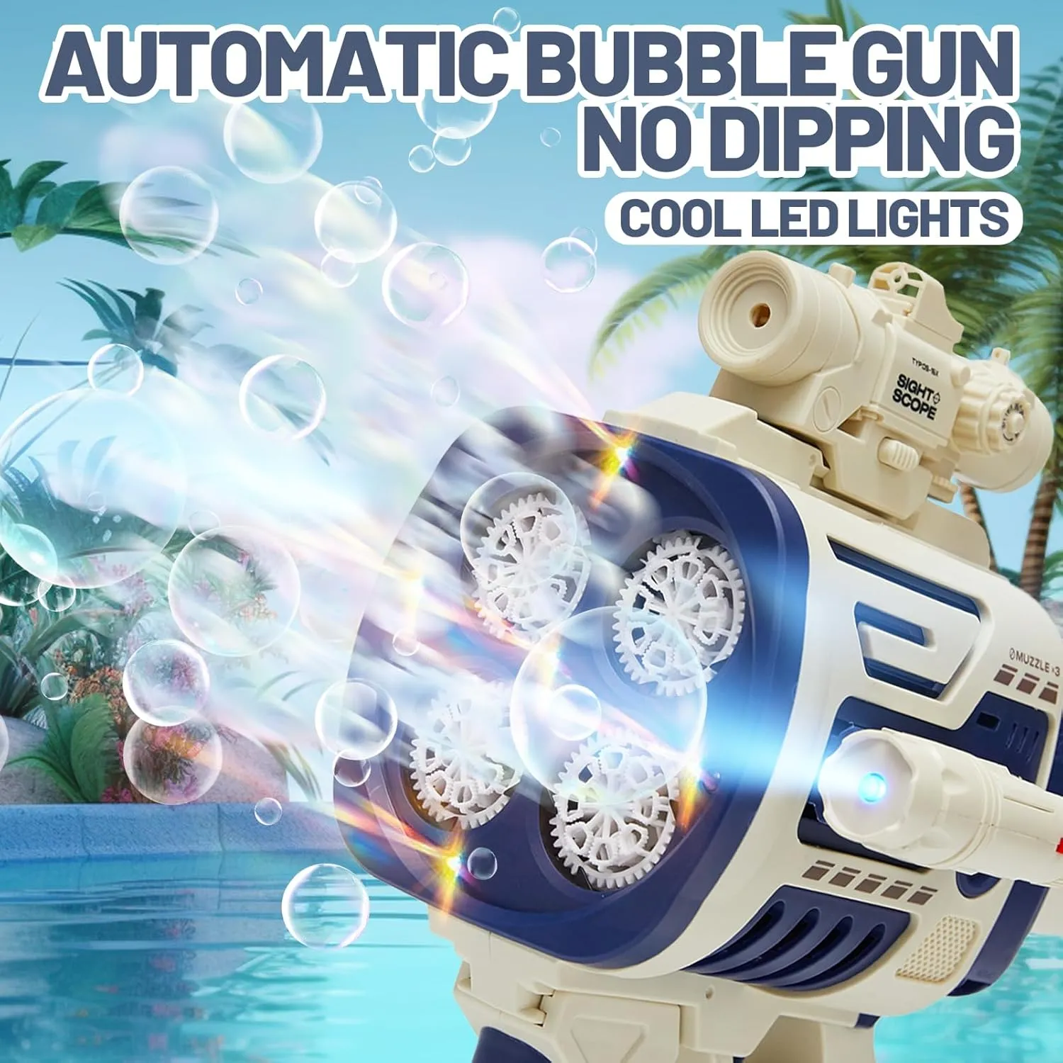 Bubble Gun for Kids: Fast-Fill No Dipping 4 Muzzles Rechargable Rocket Bubble Blaster Blower Gun for Boys Girls Bubble Toys Machine for Summer Fun Wedding Party Pistola de Burbujas para Niños(Blue)