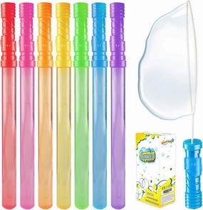 Bubble Wand, 28 Pack 14’’ Big Bubble Wands Bulk(7 Colors), Non-Toxic Smelless Bubble Toy for Kid Child Birthday Party Favor Wedding Summer Outdoor Pool Activity Bathroom Bath Toys