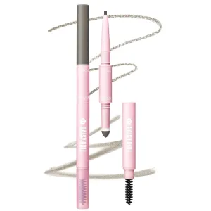 by Mary Quant Japanese 3-in-1 Eyebrow Liner Kit (Pencil, Powder & Brush) for Long-wearing Brow Powder and Bursh for Smuge-free Eye Makeup, BK Ash Black, 0.02 fl oz