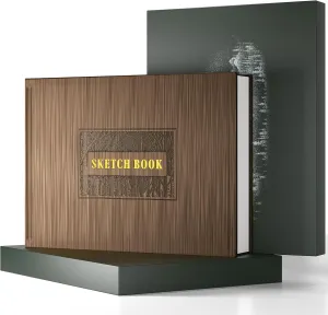 CAGIE Hardcover Sketch Book for Drawing, Art Paper Sketchbook 185 GSM, 11.7" x 8.9" Large Sketchbook with Thick Paper Sketchbook for Artist Drawing, Boxed for Gifts, 60 Sheets, Brown