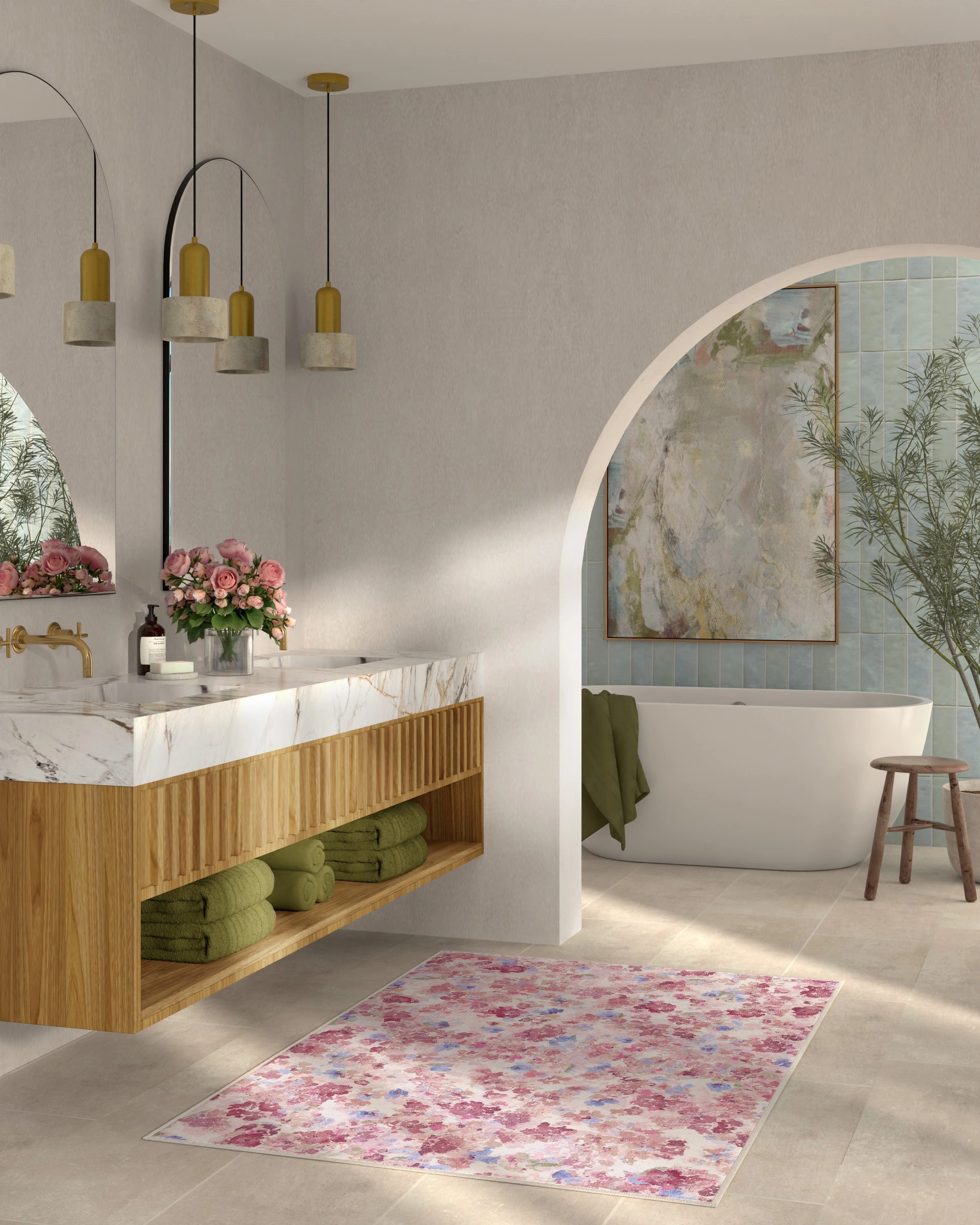 Camille Multicolour Pink Tufted Rug