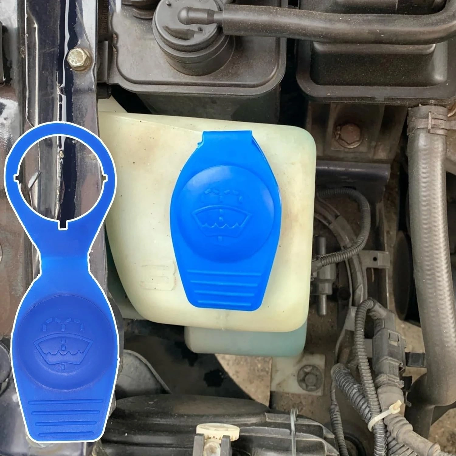Car Washer Bottle Cap Compatible with SEAT for Leon for MK1 2 3 2000 2001 2002-2020 Car Windscreen Wiper Washer Fluid Reservoir Bottle Lid Cap Cover 1K0955455 8D0955455(A)