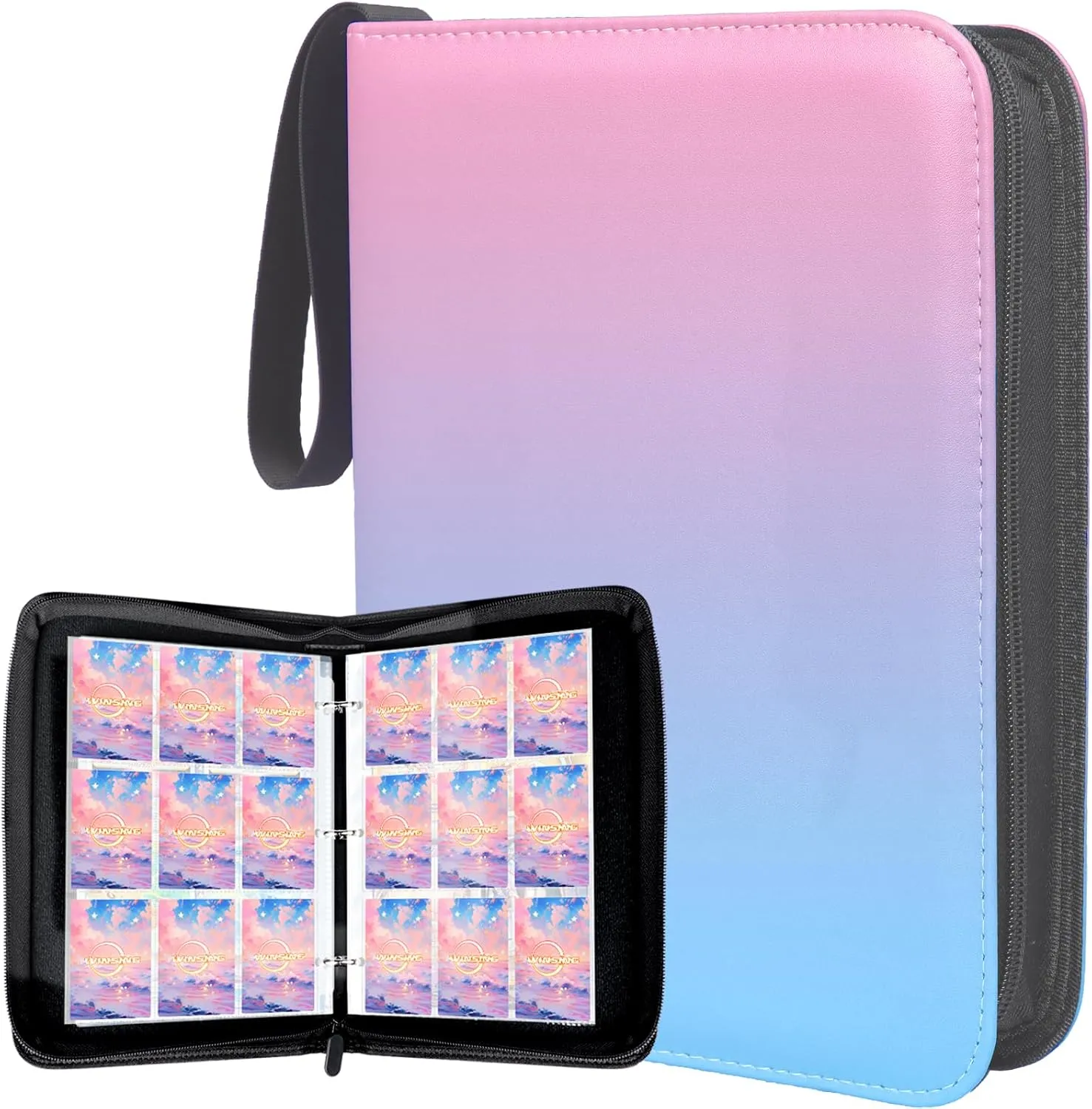 Card Binder 9 Pockets for Girls, Trading Card Binder 900 Pockets, Pink Card Holder Album Book with Removable 50 Sheets For MTG, Kpop Photocard, Sports Card