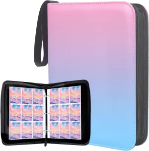 Card Binder 9 Pockets for Girls, Trading Card Binder 900 Pockets, Pink Card Holder Album Book with Removable 50 Sheets For MTG, Kpop Photocard, Sports Card