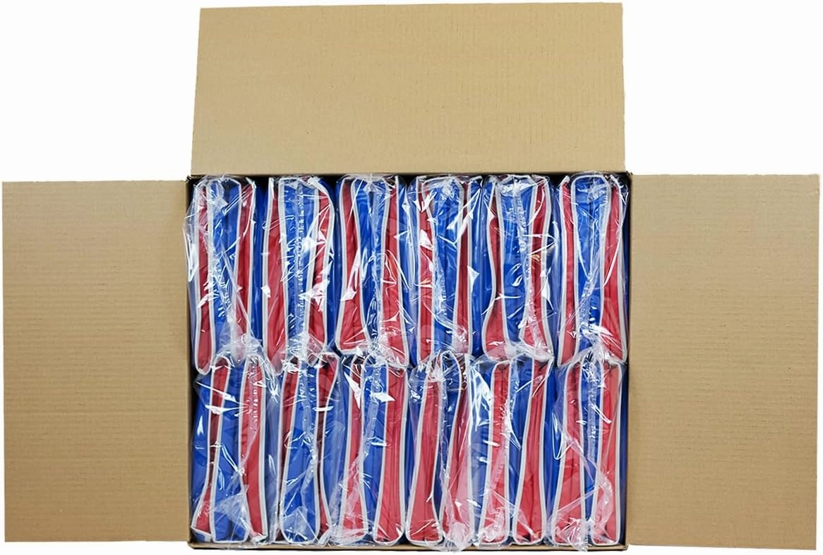 CASE-12 Pack KinderMat, 1" Thick, 4-Section Rest Mat, 45" x 19" x 1", Red/Blue with Grey BINDING-Case-12-500110