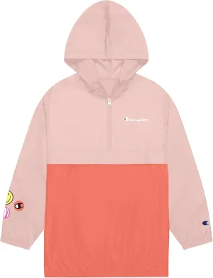 Champion Heritage Girls Kids Clothes Windbreaker Jacket With Hood (Large, Coral Cream/Flashlight Smiley)