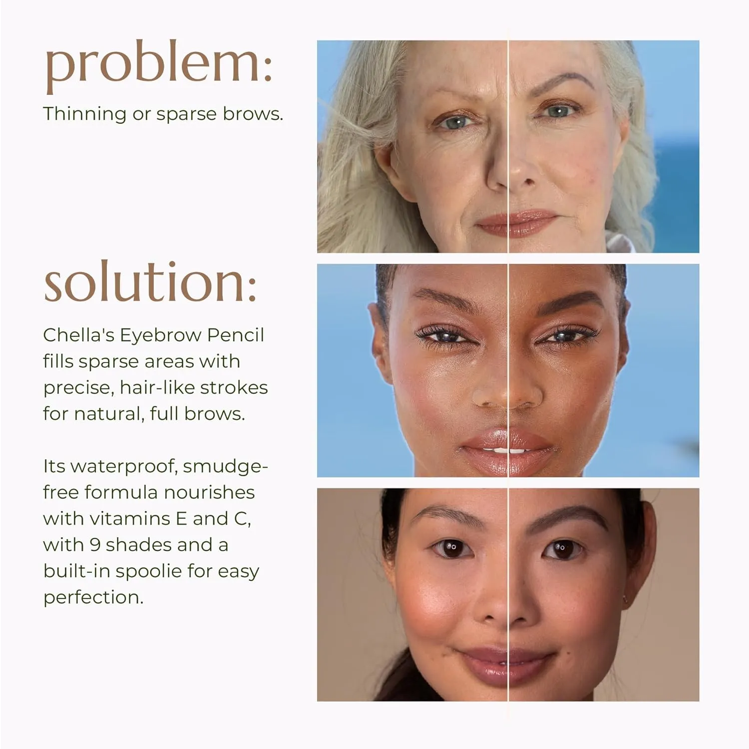 Chella Eyebrow Pencil - Vegan, Gluten Free, Cruelty Free, Paraben Free, Long Wearing, Smooth Consistency (Dazzling Dark Brown)