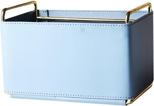 Chic Makeup Holder Leather Palette Organizer Perfume Display Case and Cosmetic Storage for Bathroom Vanity Countertop Pen Pencil Holder Simple Cosmetic Cases (Color : Blue) (Blue)