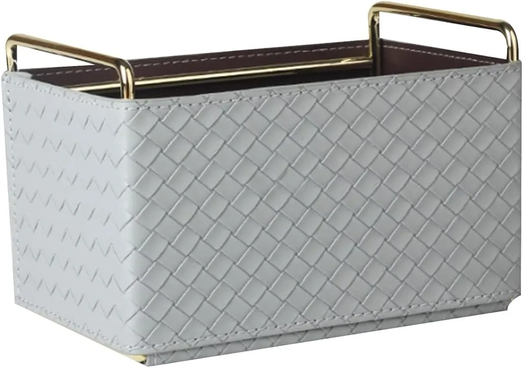 Chic Makeup Holder Leather Palette Organizer Perfume Display Case and Cosmetic Storage for Bathroom Vanity Countertop Pen Pencil Holder Simple Cosmetic Cases (Color : Blue) (Gray)