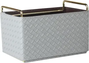Chic Makeup Holder Leather Palette Organizer Perfume Display Case and Cosmetic Storage for Bathroom Vanity Countertop Pen Pencil Holder Simple Cosmetic Cases (Color : Blue) (Gray)