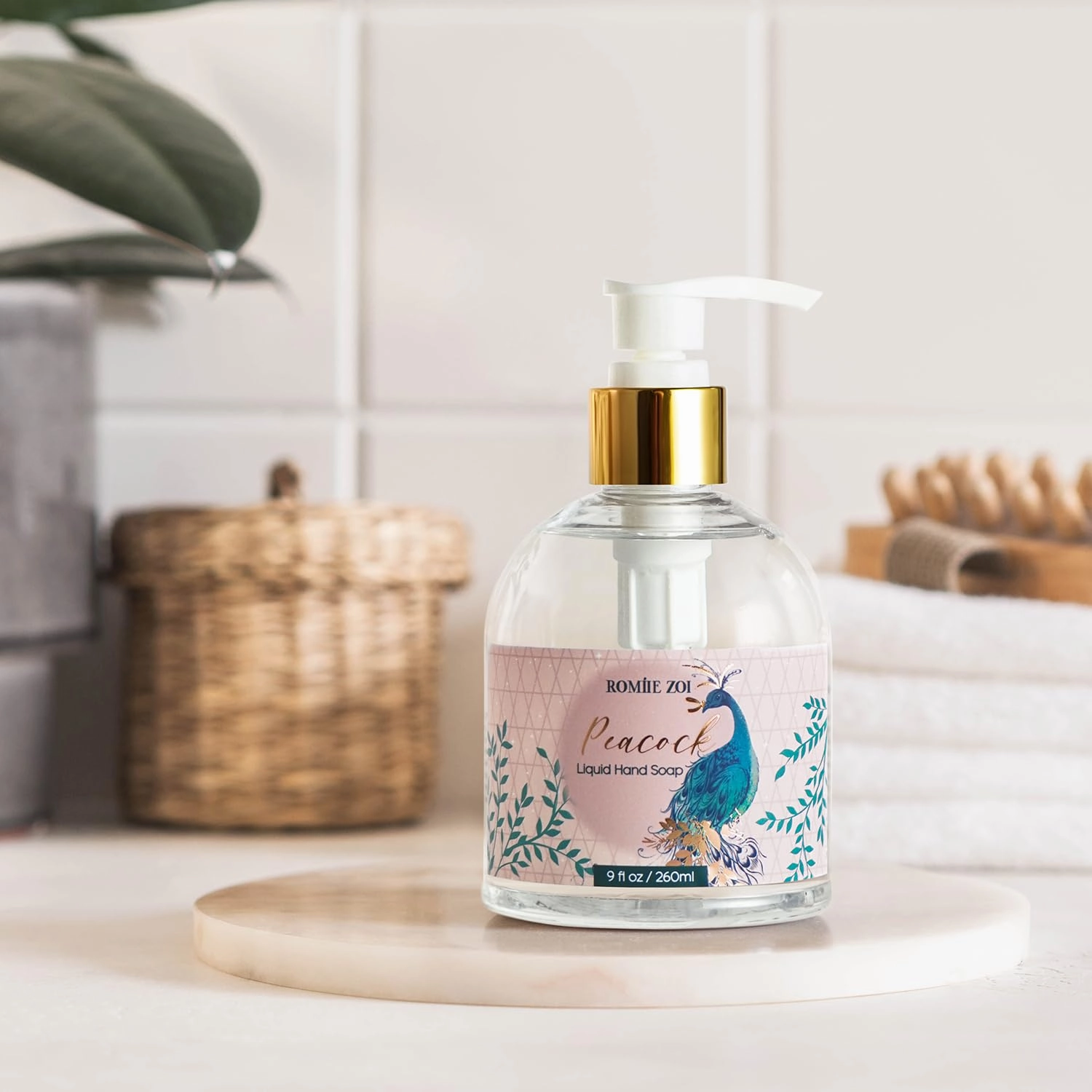 Christmas Liquid Hand Soap with Gift Box - Peacock, Infused with Blue Lotus Aroma - - 260ml/ 9 fl.oz（Pack of 3）