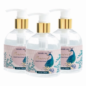 Christmas Liquid Hand Soap with Gift Box - Peacock, Infused with Blue Lotus Aroma - - 260ml/ 9 fl.oz（Pack of 3）