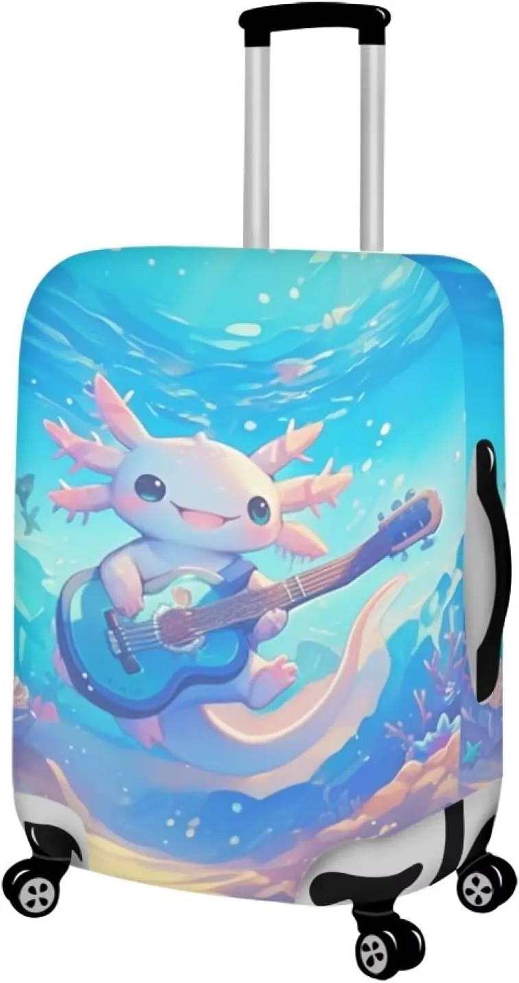 COEQINE Carry On Luggages Case Protector 26 28 Inch Blue Axolotl Carry On Luggage Transparent Cover Stretchy for Women Men Travel