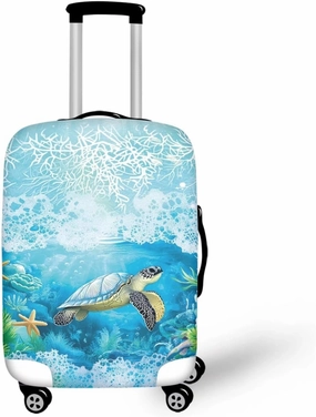 COEQINE Luggage Protector Suitcase Cover Cary On Suitcase Covers for Luggage Travel Stretchy Washable Travel Accessories Blue Ocean Sea Turtle Starfish Print