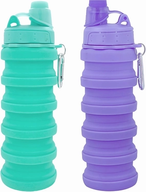 Collapsible Water Bottles Travel water bottle Sports Portable Sport Water Bottle Reusable Water Bottles comes with mountaineering Buckle 500ml silicone Water-proof camping water bottle