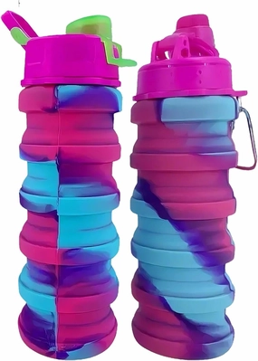 Collapsible Water Bottles Travel Water Bottle Sports Portable Sport Water Bottle Reusable Water Bottles Comes with Mountaineering Buckle(Purple)
