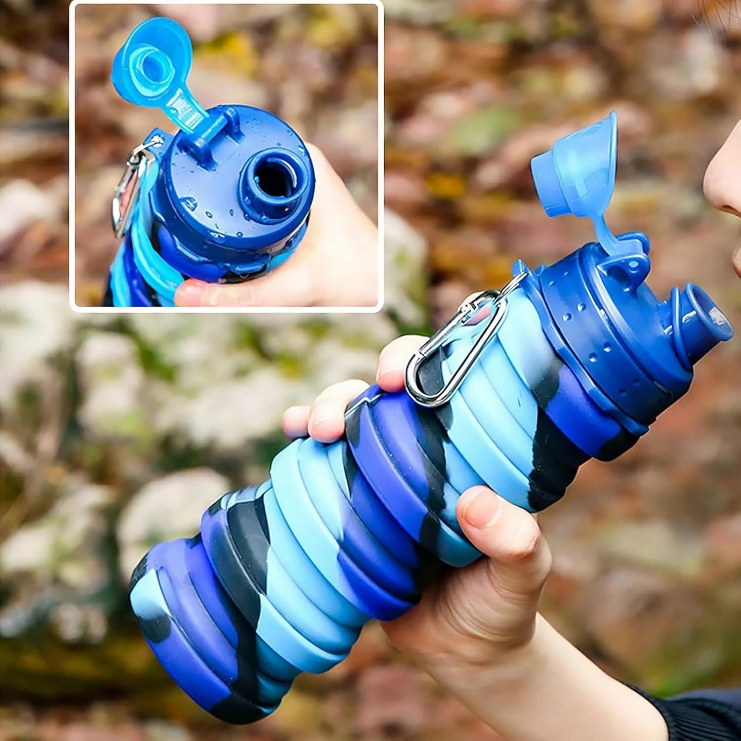 Collapsible Water Bottles Travel Water Bottle Sports Portable Sport Water Bottle Reusable Water Bottles Comes with Mountaineering Buckle(Purple)