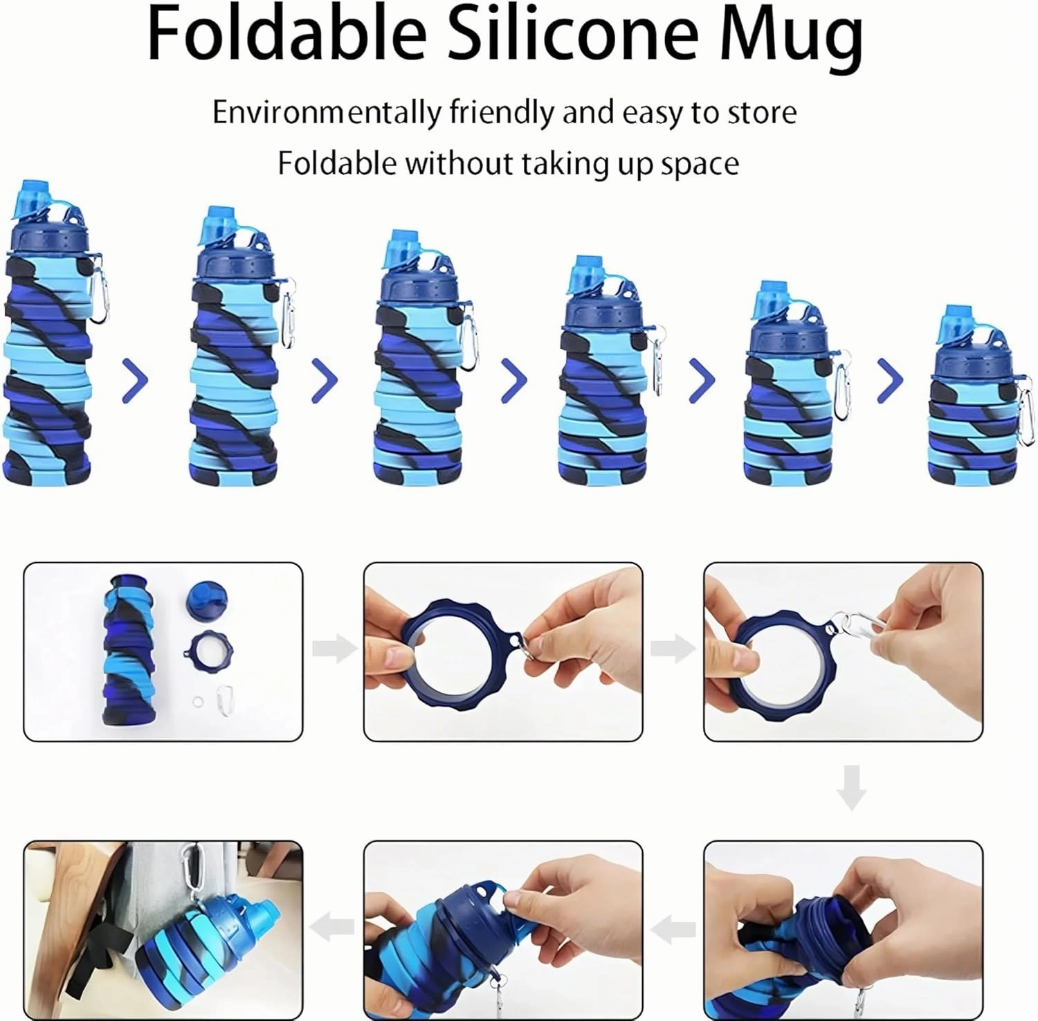 Collapsible Water Bottles Travel Water Bottle Sports Portable Sport Water Bottle Reusable Water Bottles Comes with Mountaineering Buckle(Purple)