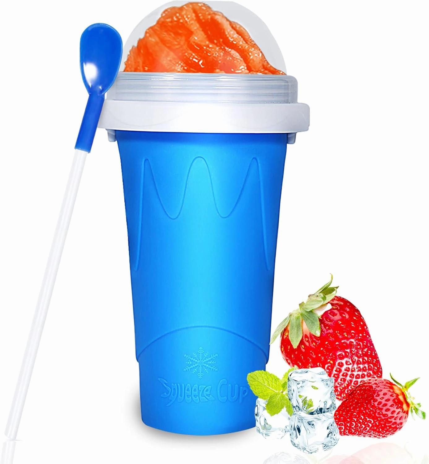 Color Land Slushy Cup, TIK TOK Slushie Maker Cup Frozen Magic Squeeze Cup, Ice Cream Maker Cup, Cool Stuff Trending Tiktok Items Homemade DIY Cool Gadgets with Lid & Straw (350ML, BLUE)