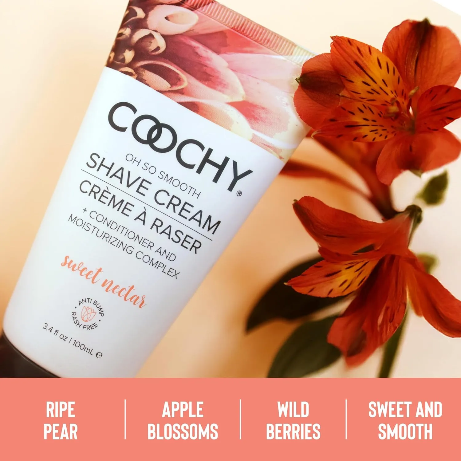 Coochy Intimate Shaving Cream | Shave Conditioner & Moisturizer for Face & Body | Ideal for Sensitive Skin Care, Anti-Bump | Sweet Nectar, 7.2 oz