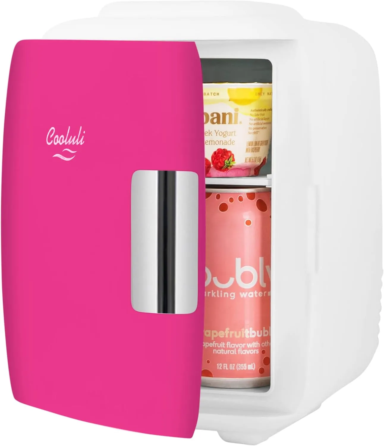 Cooluli Skincare Mini Fridge for Bedroom - Car, Office Desk & Dorm Room - Portable 4L/6 Can Electric Plug In Cooler & Warmer for Food, Drinks, Beauty & Makeup, 12v AC/DC & Exclusive USB, Fuchsia