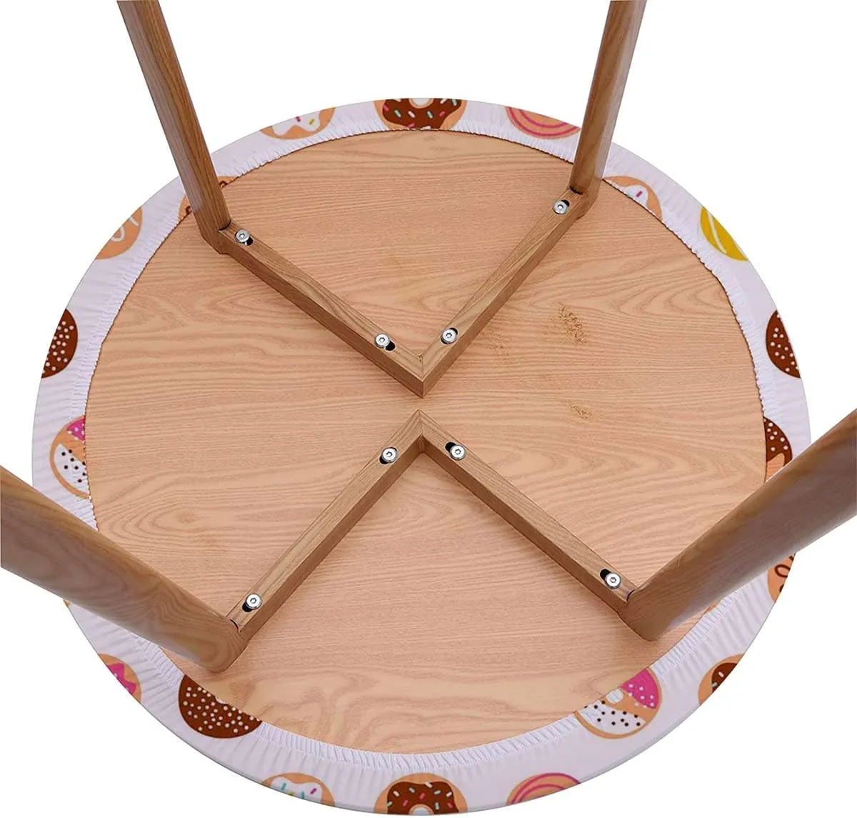 Coral Cream Tablecloth Overlay for Round Tables Breakfast Fast Food Dessert Donuts Art Elastic Edge Waterproof Table Cover Table Cloth for Round Table Food Decor Fits up 45"-50" Diameter Tables