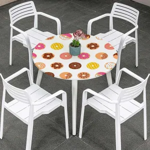 Coral Cream Tablecloth Overlay for Round Tables Breakfast Fast Food Dessert Donuts Art Elastic Edge Waterproof Table Cover Table Cloth for Round Table Food Decor Fits up 45"-50" Diameter Tables