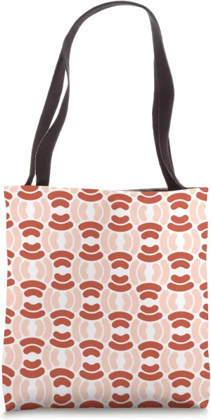 Coral Pink Cream Art Deco Minimal Arc Wave Oval Line Pattern Tote Bag