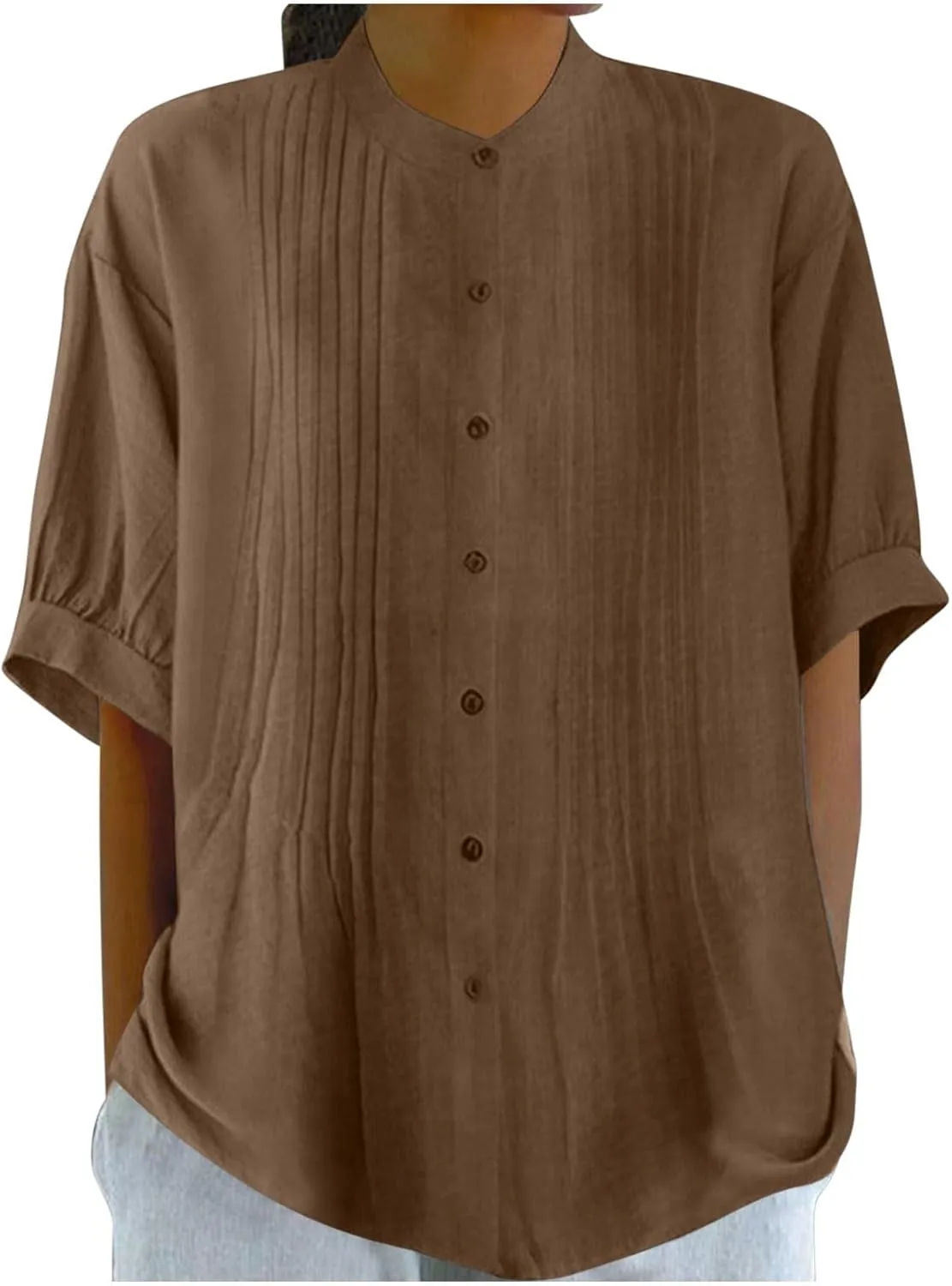 Cotton Tops for Women Loose Fit Button Down Blouses Boho Summer Shirt Dressy Casual 2024 Trendy Outfits