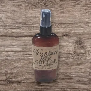 Country Hippie Co. Home   Body Refresher Spray – Alcohol-Free, Skin-Safe Room & Linen Mist – 4 oz Amber Bottle – Choose from 10 Signature Scents (Mountain Folk Coffee)