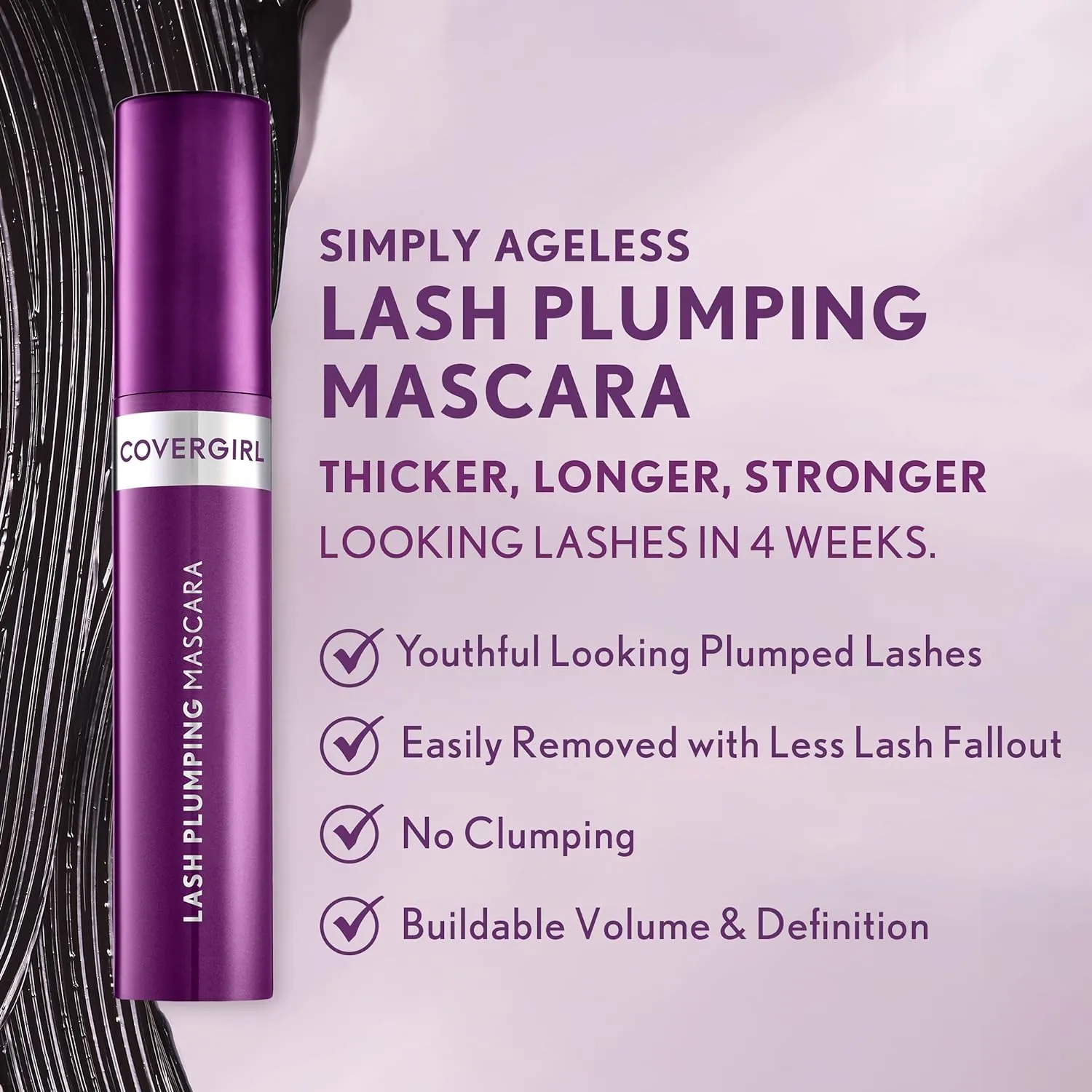 COVERGIRL Simply Ageless Lash Plumping Mascara, Dark Brown, Pack of 1 (Pack of 2)