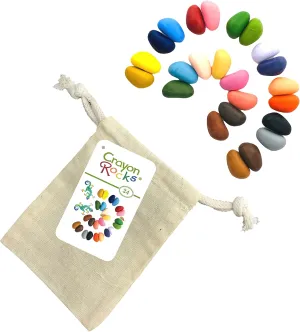 Crayon Rocks Art Supplies Safe For Kids & Toddlers - 24 Coloring Non Toxic Crayons - Tripod Grip Coloring Pencils for Drawing, Learning, and for Handwriting Development - Comes in a Muslin Bag