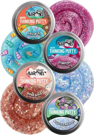 Crazy Aaron's Putty Mini Tins Mystical Crystal, Ukulele, Starfish & Rose Gold Gift Set Bundle - 4 Pack (13.3g Each)