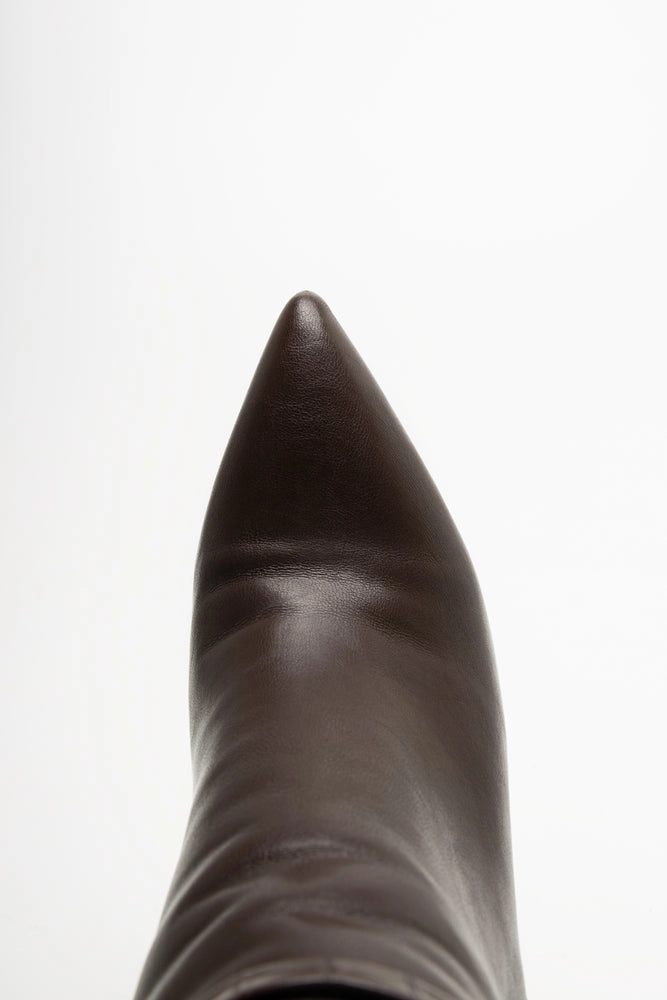 Croc Trim Stiletto Boots Brown