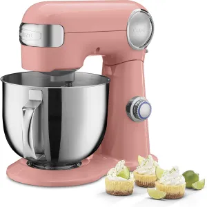 Cuisinart SM-50CO Precision Master 5.5-Quart 12-Speed Stand Mixer with Mixing Bowl, Chef's Whisk, Flat Mixing Paddle, Dough Hook, and Splash Guard with Pour Spout, Blushing Coral, Manual