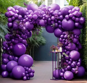 Dark Purple Balloons-Double Stuffed Purple Balloons Different Sizes Latex Royal Purple Balloon Garland Deep Purple Balloon Arch Kit for Birthday Baby Shower Anniversary Wedding Party Decorations