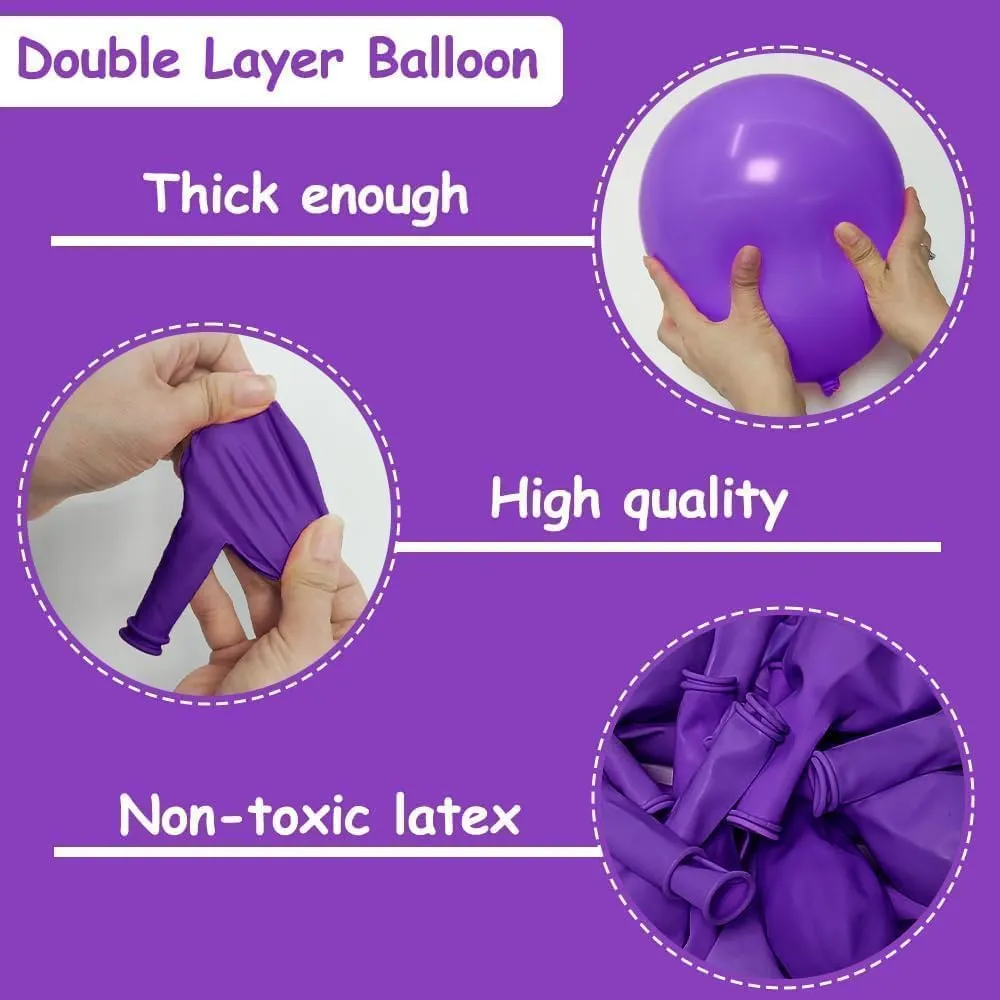 Dark Purple Balloons-Double Stuffed Purple Balloons Different Sizes Latex Royal Purple Balloon Garland Deep Purple Balloon Arch Kit for Birthday Baby Shower Anniversary Wedding Party Decorations