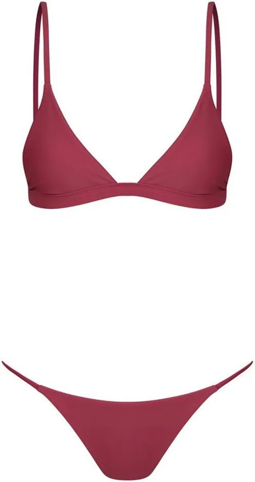 DASAYO Women's Two Pieces Triangle Bikini Brazilian 2 Pieces Bikinis Set Solid Sexy G-String Slimming Beach High Cut Swimsuit