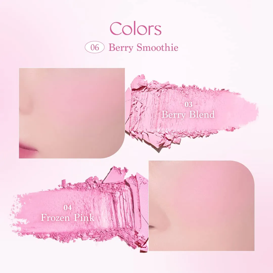 Dasique Blending Mood Cheek #06 Berry Smoothie | 4 Blendable Shades in Lightweight Smooth Powder | Vegan | Pink Blush