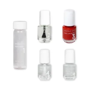 Dazzle Dry Mini Kit 4 Step System - Holly Berry - A semi-sheer true red. Semi-sheer cream. (5 Piece Kit / 5 Manicures)
