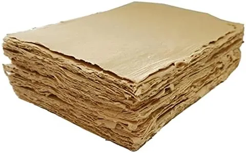 Deckle Papers Handmade Deckle Edge Printer Friendly Blank Paper Mixed Media Loose Leaf Paper -Thick 150 GSM Size-A4 Pack of-50-Brown