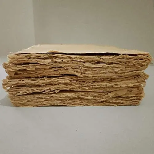 Deckle Papers Handmade Deckle Edge Printer Friendly Blank Paper Mixed Media Loose Leaf Paper -Thick 150 GSM Size-A4 Pack of-50-Brown