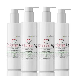 Defense Ag Hand Soap with Coconut oil, Oat extract, Vitamin E and Herbal Essential Oil | Paraben free, Moisturizing & Effective Daily Hand Wash, Cleanser Combo | 8oz (236ml Each) - Pack of 4