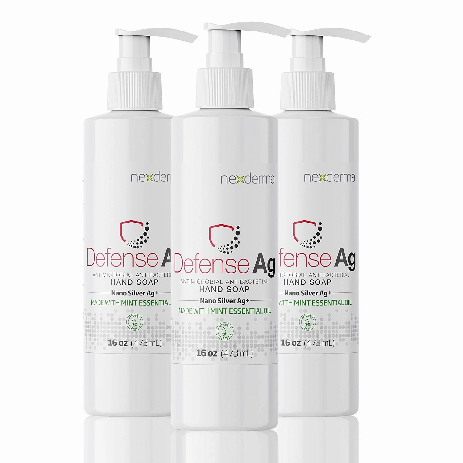 Defense Ag Hand Soap with Coconut oil, Oat extract, Vitamin E and MINT Essential Oil | Paraben free, Moisturizing and Effective Daily Hand Wash, Cleanser Combo - 16oz (473ml Each) - Pack of 3
