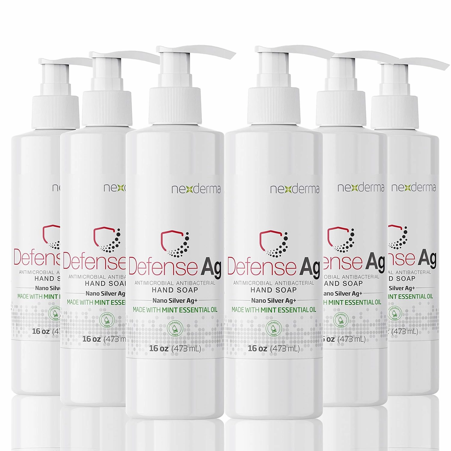 Defense Ag Hand Soap with Coconut oil, Oat extract, Vitamin E and MINT Essential Oil | Paraben free, Moisturizing and Effective Daily Hand Wash, Cleanser Combo - 16oz (473ml Each) - Pack of 6