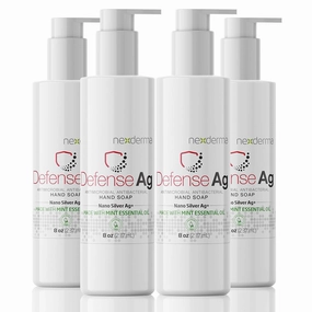 Defense Ag Hand Soap with Coconut oil, Oat extract, Vitamin E and MINT Essential Oil | Paraben free, Moisturizing and Effective Daily Hand Wash, Cleanser Combo - 8oz (236ml Each) - Pack of 4