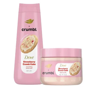 Dove Moisturizing Strawberry Crumb Cake Body Wash & Scrub Combo, 20oz Wash   15oz Scrub, Limited Edition, Paraben & Sulfate Free, For Body, Improves Skin Texture, Moisturizes