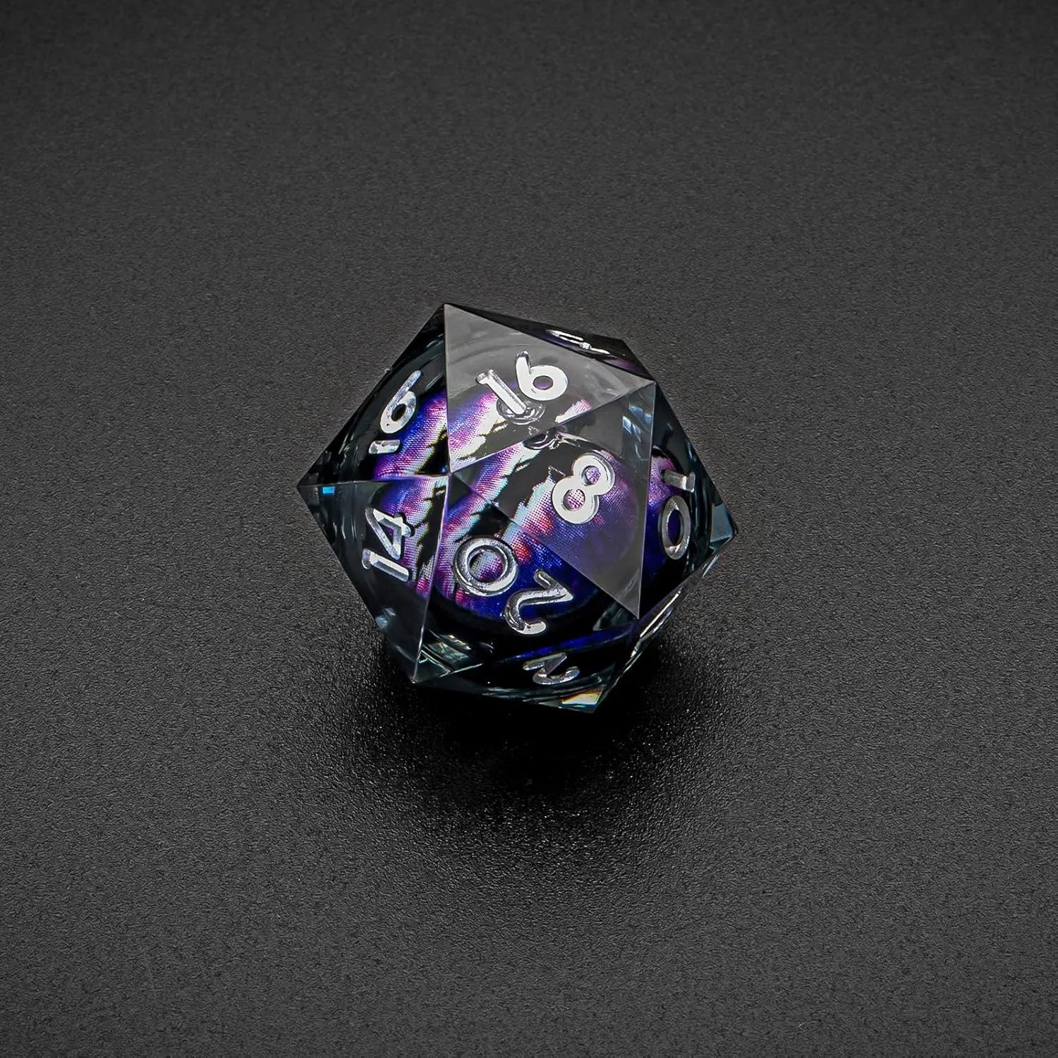 Dragon Eye Liquid Sharp Edge 7pcs DND dice Set with Gift Box d&d dice for Dungeons and Dragons MTG PRG Games (Black Purple)