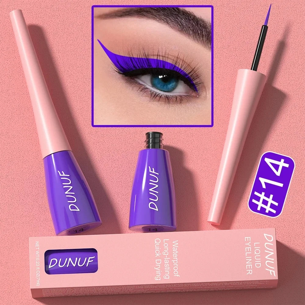 DUNUF LUXURYLiquid BluePREMIUM Eyeliner Pencil Ultra-thin Long Lasting Quick Dry Smooth Rainbow Colorful Eye Liner Waterproof No Blooming Cosmetics